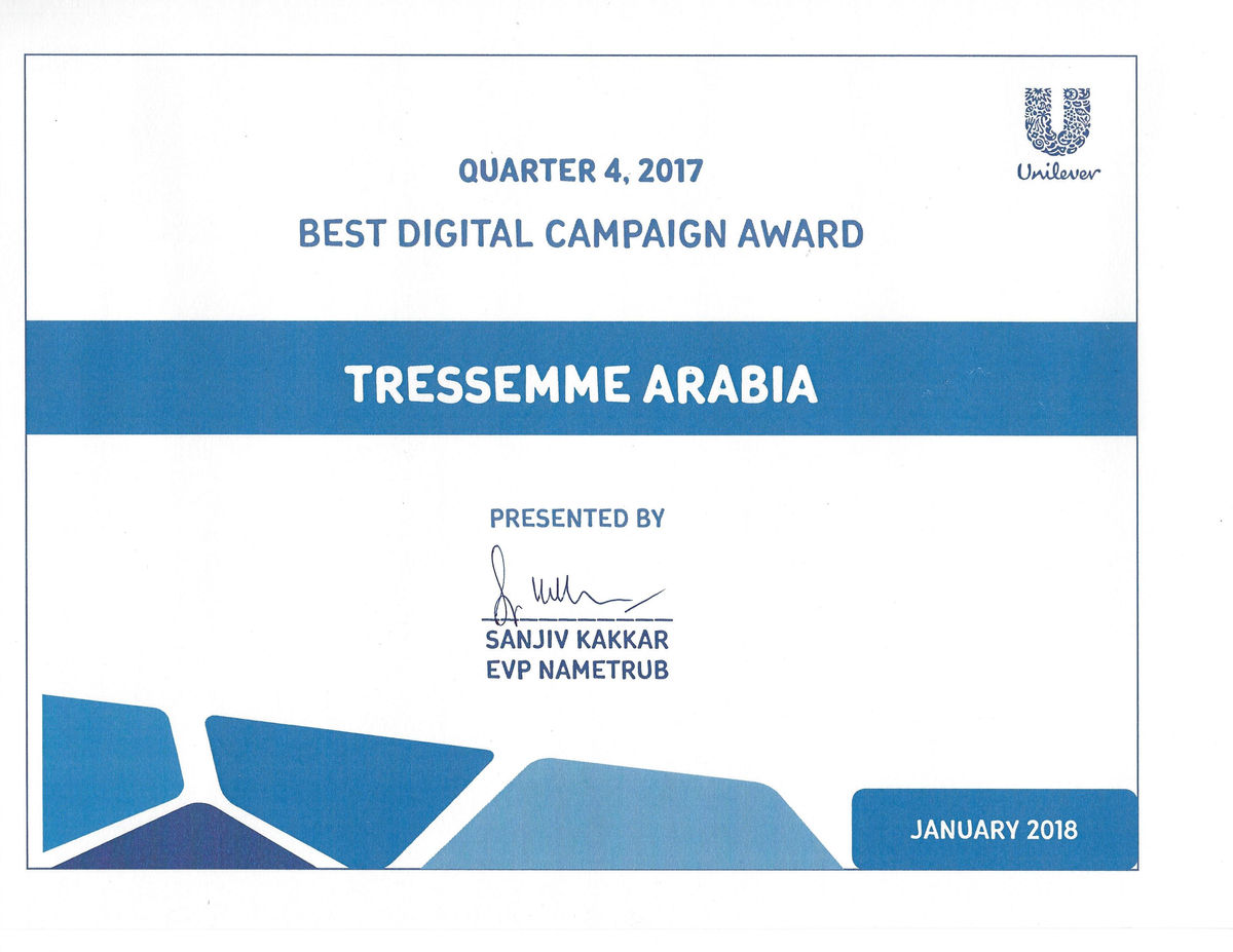 Best Digital Campaign Award, Q4 2017